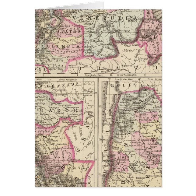 New Granada, Venezuela, Guyana Hälsningskort (Framsidan)