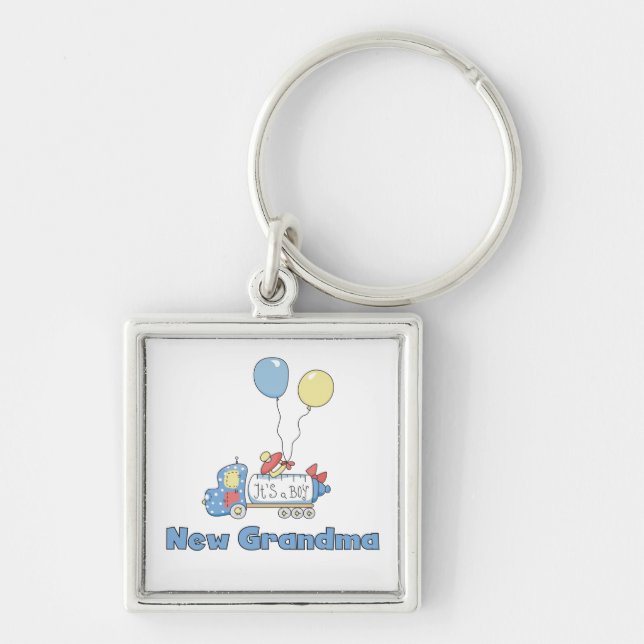 New Grandma Lastbil Det är en pojkgåva Fyrkantig Silverfärgad Nyckelring (Framsidan)