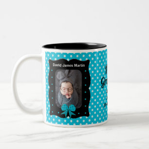 New Grandmor Blue Polka Dot 2 Photo Två-Tonad Mugg