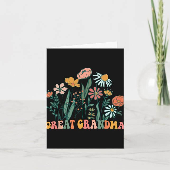 New Great Grandma Wildflower First Birthday &amp;  Kort (Framsida)