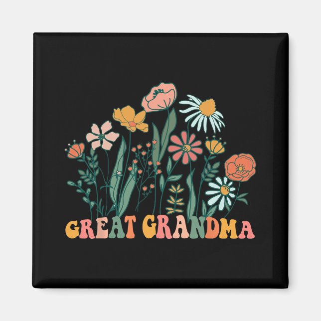 New Great Grandma Wildflower First Birthday &amp;  Magnet (Framsidan)