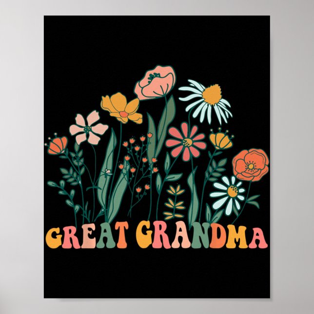 New Great Grandma Wildflower First Birthday &amp;  Poster (Framsidan)