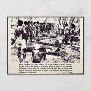 New Guinea Natives Carry USA sårad Vykort