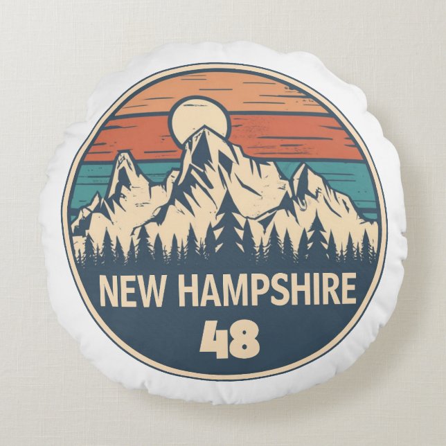 New Hampshire 48 Sunset Rund Kudde (Framsidan)