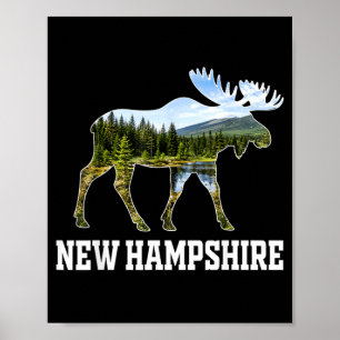 New Hampshire Älg Vilda Djur Skog Natur Naturskön Poster