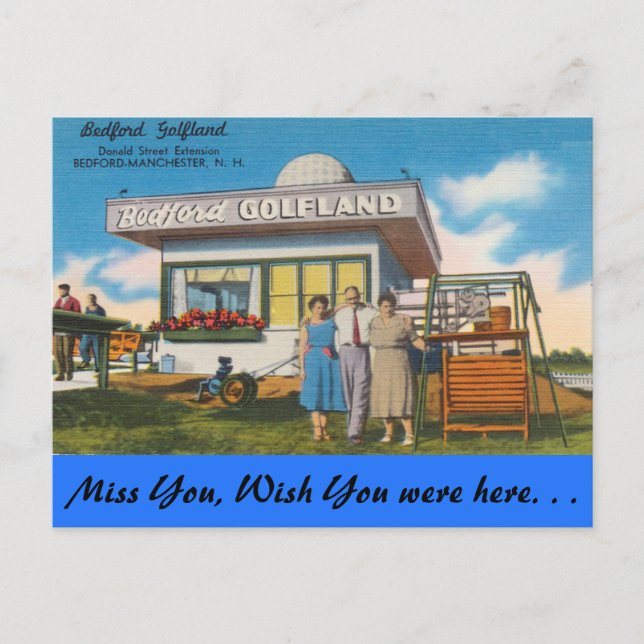 New Hampshire, Bedford Golfland, Manchester Vykort (Framsida)