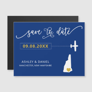 New Hampshire Bröllop spara datum Card, Karta Magnetisk Inbjudningskort