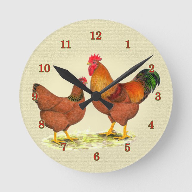 New Hampshire Chickens Clock Rund Klocka (Framsida)