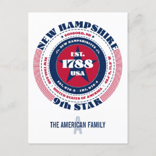 New Hampshire, Concord, NH, Patriotic, Monogram Vykort