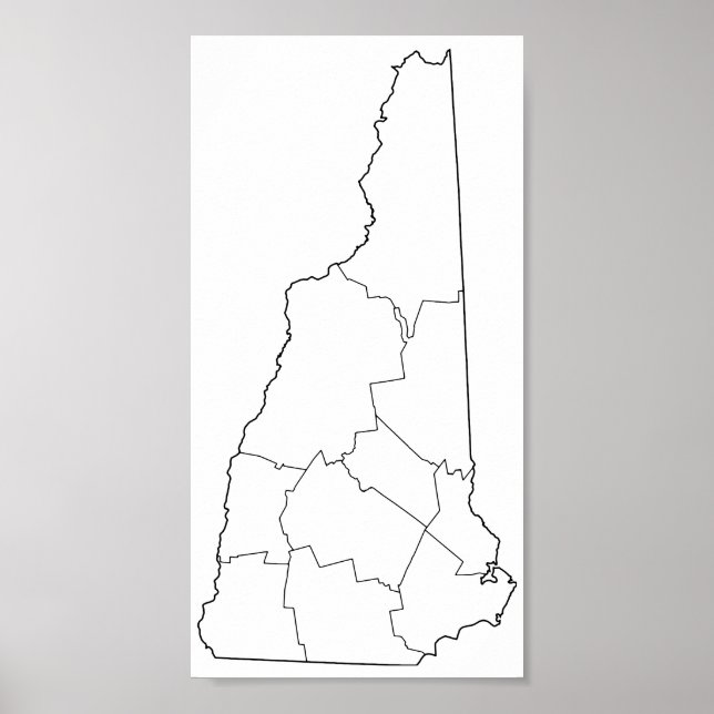 New Hampshire Countys Blank Outline Karta Poster (Framsidan)