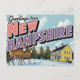 New Hampshire Deer Winter Scene Vykort
