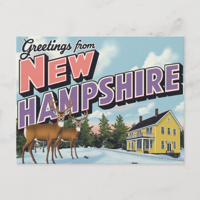 New Hampshire Deer Winter Scene Vykort (Framsida)