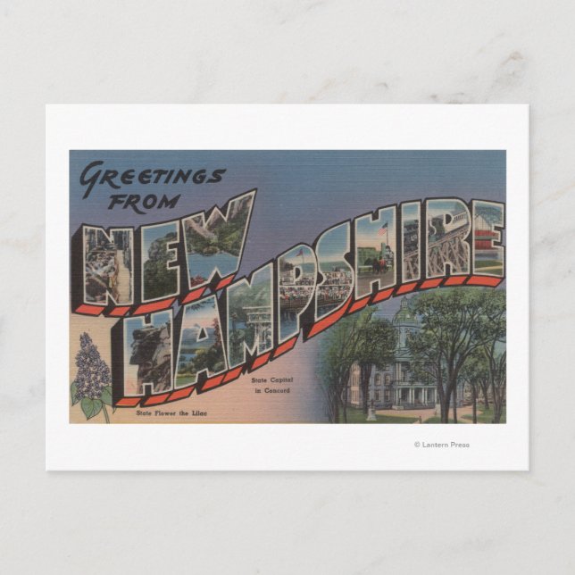 New Hampshire (delstatens huvudstad/blomma) Vykort (Framsida)