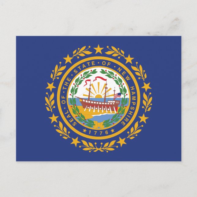 New Hampshire delstatsflagga Raleigh souvenir Vykort (Framsida)