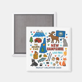 New Hampshire Familjeresa Minnessak Anpassad Magnet