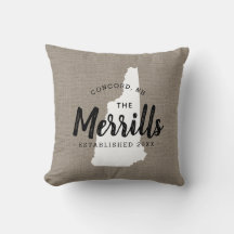 New Hampshire Family Monogram State Dekorativ kudd