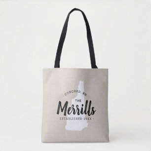 New Hampshire Family Monogram State Tote Bag Tygkasse
