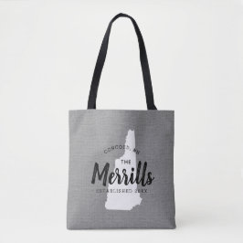 New Hampshire Family Monogram State Tote Bag Tygkasse