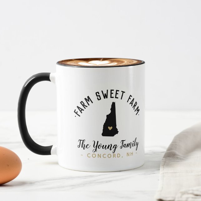 New Hampshire Farm Sweet Farm Family Monogram Mugg (Skapare uppladdad)