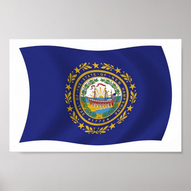 New Hampshire Flagga Affisch Print (Framsidan)