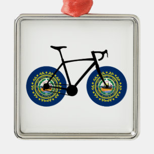 New Hampshire Flagga Cycling Julgransprydnad Metall