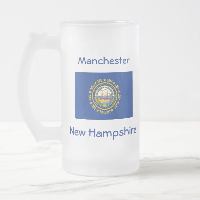 New Hampshire Flagga Karta City Mugg (Vänster)