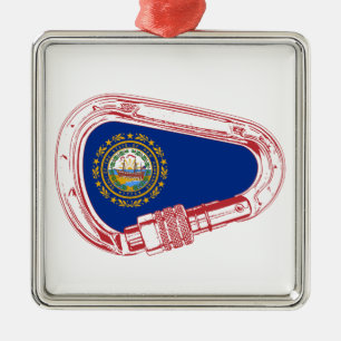 New Hampshire Flagga klättrande Carabiner Julgransprydnad Metall