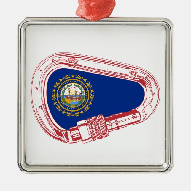 New Hampshire Flagga klättrande Carabiner Julgransprydnad Metall (Framsidan)