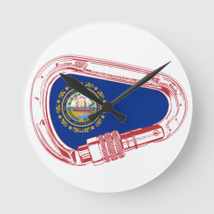New Hampshire Flagga klättrande Carabiner Rund Klocka