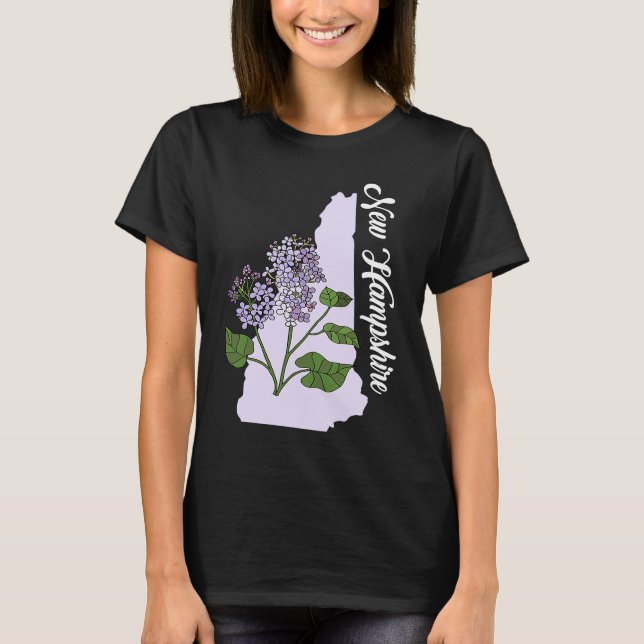 New Hampshire Flower Purple Lilac T Shirt (Framsida)