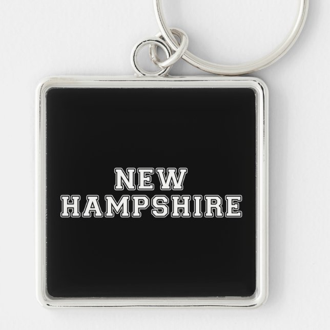 New Hampshire Fyrkantig Silverfärgad Nyckelring (Framsidan)