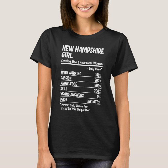 New Hampshire Girl T Shirt (Framsida)