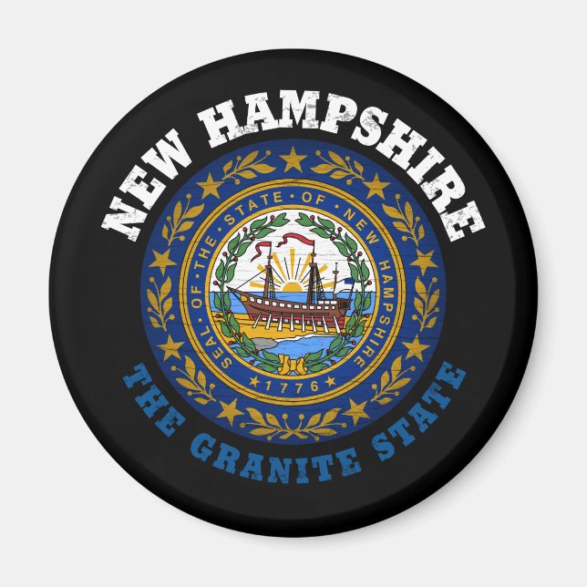 NEW HAMPSHIRE GRANITE STATLIG FLAGGA MAGNET (Framsidan)