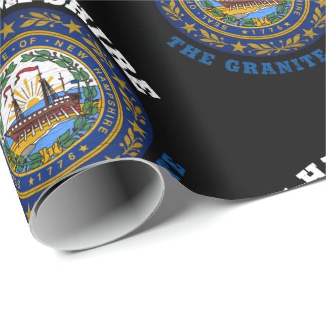 NEW HAMPSHIRE GRANITSTATSFLAGG PRESENTPAPPER (Rullad Hörn)