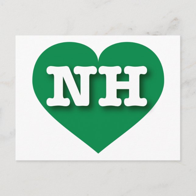 New Hampshire Grönt Heart - Big Kärlek Vykort (Framsida)
