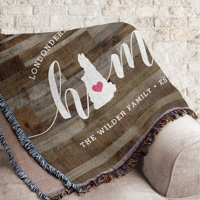 New Hampshire Home State Personlig Wood look Filt (Skapare uppladdad)
