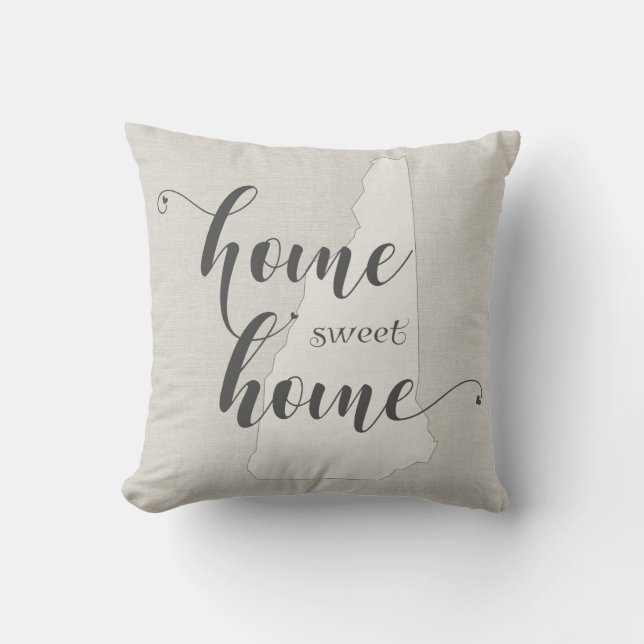 New Hampshire - Home Sweet Home burlap-look Kudde (Framsida)