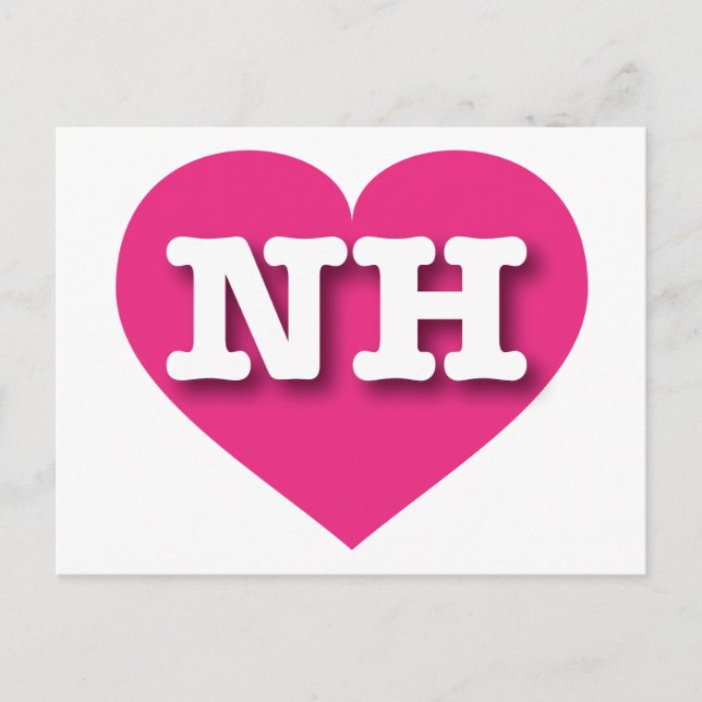 New Hampshire Hot Pink Heart - Jag älskar NH Vykort (Framsida)