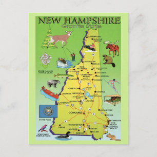 New Hampshire Illustrerad Kart vykort