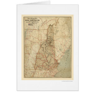 New Hampshire järnvägkarta 1894 Hälsningskort