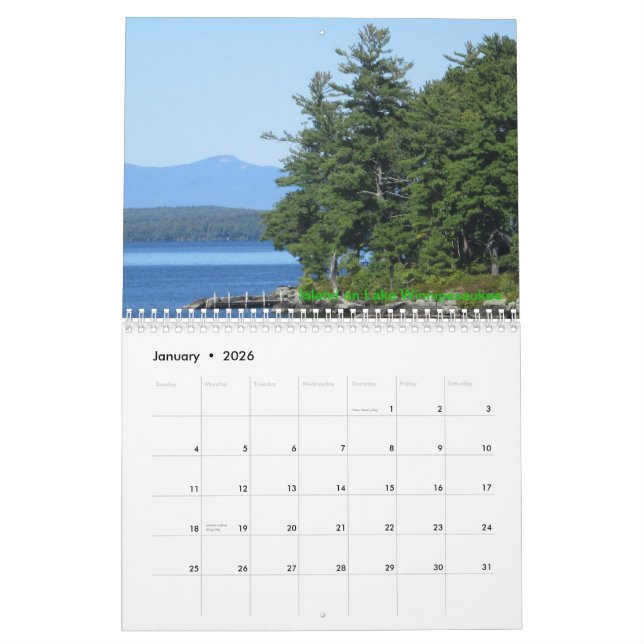 New Hampshire kalender för sjöar 2015 (Jan 2026)