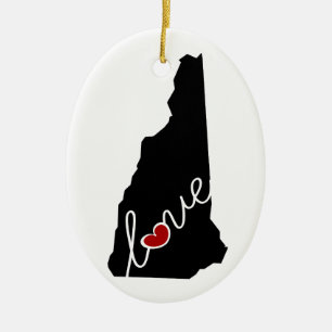 New Hampshire kärlek! Gåvor för NH-älskare Julgransprydnad Keramik