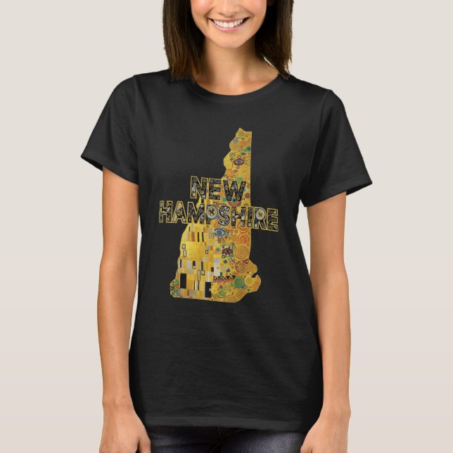 New Hampshire Karta och Text T Shirt (Framsida)