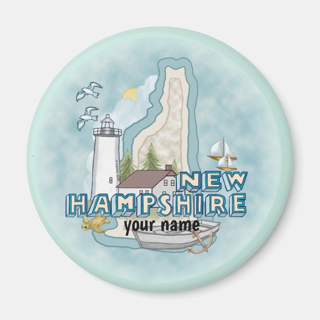 New Hampshire Lighthouse anpassningsbar magnet (Framsidan)