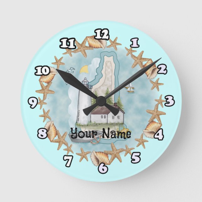 New Hampshire Lighthouse-klocka Rund Klocka (Framsida)