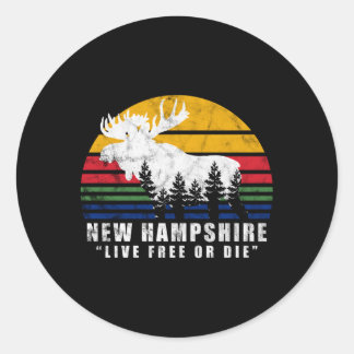 New Hampshire Live Free eller Die Moose Forest Runt Klistermärke