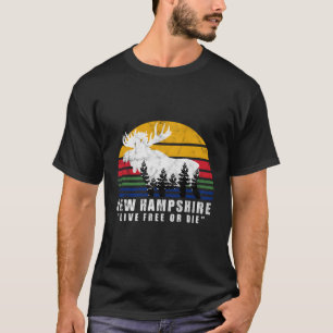 New Hampshire Live Free eller Die Moose Forest T Shirt