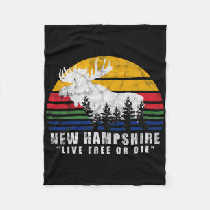 New Hampshire Live Or Die Vintage Älg Skog Fleecefilt
