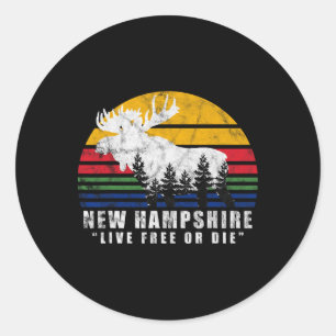 New Hampshire Live Or Die Vintage Moose Skog  Runt Klistermärke