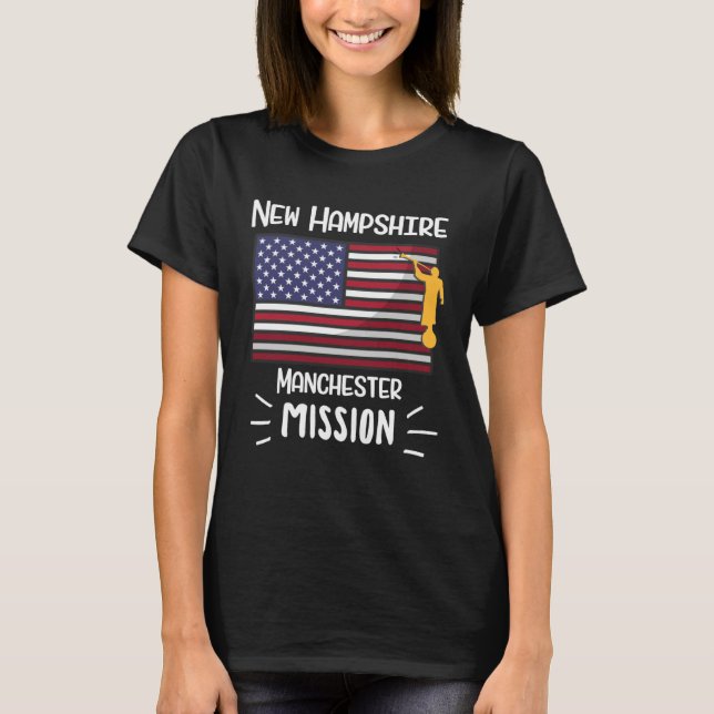 New Hampshire Manchester Mormon LDS Mission Missio T Shirt (Framsida)